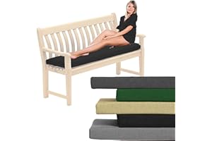 Pinkfairy Outdoor Water-Resistant Bench Rattan Cushion Pad for Garden 2/3/4 Seater 108/143/170cm Thick Long Bench Chair Cushions Pad for Swing Patio (3 Seaters-143x52x6cm, Black)