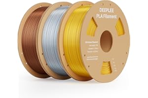 Filamento DEEPLEE Silk PLA, Oro/Argento/Rame, Tolleranza +/- 0.02 mm, Compatibile con Stampanti FDM, 3kg