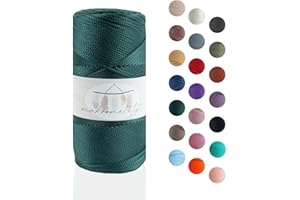 Makromecity Makramee Garn 2mm x 115m Premium Polyester Macrame Cord Polypropylene Yarn für Handwerk Wohndekorationen Platzteller Umhängetasche Handtasche Runner Schnullerkette 20 Farbe