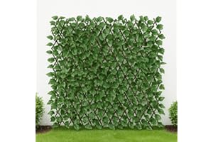 Abaseen 1x2m Artificial Maple Leaf Ivy Expanding Willow Trellis Garden Fence Screening Expandable Privacy Screening Panel for Gardens, Balcony and Terraces