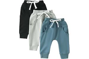 Himllauen Little Boy Trousers 3-Pack Solid Colour Bloomers 0-3 Years Toddler Sports Pants
