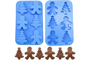 Orapink 1 molde de silicona para chocolate de Navidad, diseño de hombre de jengibre, forma de árbol de Navidad, moldes 3D para chocolate, caramelos, jabón, queso para hornear en las fiestas