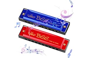 DASHUAIGE 2 Stück Mundharmonika, 10 Löcher 20 Töne Blues Mundharmonika Tonart C Diatonische Mundharmonika Perfektes Musikgeschenk für Kinder Erwachsene Anfänger und Interpreten (Rot Blau)