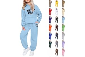 GENERIC Boys Girls Hoodie Set White Fox Tracksuit Set Kids Girls 2 Piece Set Oversized Joggers Loose Sweatpants Sweatshirt Cozy Casual Outfit Autumn Winter Wear Gym Activewear