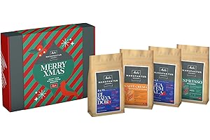 ‎MELITTA Melitta Kaffee Weihnachts-Geschenkbox - 4 Spezialitätenkaffees, ganze Bohnen, handgeröstet, Geschenkidee zu Weihnachten