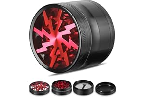 SOULPALA Grinder 2,5 pollici, smerigliatrice in acciaio inox con raschietto e piccola spazzola, macinaspezie Mill, tritatutto per spezie, spezie, rosso