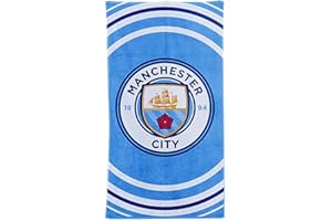 MCFC Giant Manchester City Football Crest Beach Towel (100% Cotton & 70cm x 140cm)