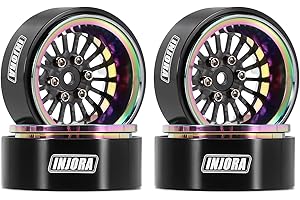 INJORA ModuWheel 3.3 cm 18-szprychowe koła z włókna węglowego i aluminium Beadlock, przesunięcie ujemne, do gąsienic 1/18 1/24 RC