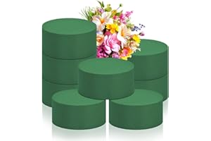 LZMDISU 8Pcs Round Floral Foam Blocks, Each Block 10cm*3.8cm Green Wet Dry Flower Foam for Fresh and Artificial Flowers, Plant Foam Wedding for Garden Decor DIY Crafts, Party Decoration,