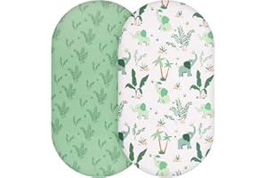Yukkidds Lot de 2 Drap Housse Cododo 41x81 cm Microfibre Ultra-Douce et Respirante Draps Ajustables et Lavables pour Cododo, Berceau, Couffin ou Nacelle éléphant Vert