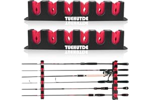 TUEHUTDE Angelrutenhalter, horizontale Rutenhalter Angelrutenständer Wandmontage Angelrutenständer Rutenaufbewahrungsständer für Garagenraum, Boote, Garage (Rot - 1 Paar horizontale Rutenhalter)