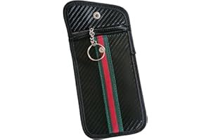 ENERGY 01 Pokrowiec antyfalowy, antykradzieżowy, ochrona przed kradzieżą, na kluczyki samochodowe i kartę bankową, blokada Signa (czarna z kolorowymi paskami, 15 x 9 cm)