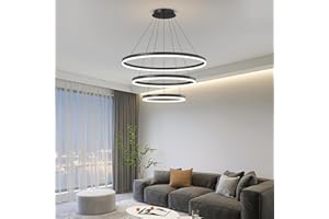 ‎MIKERU Mikeru Moderne Pendelleuchten Runde Licht, 40cm+60cm+80cm Dimmbare 10% bis 100% Pendelleucht mit Fernbedienung Memory-Funktion LED Pendelleuchte Esstisch 3000K/4500K/6500K für Esszimmer, Wohnzimmer