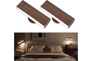 Orifesio 2 Pack Rechargeable Wall Lights, Rechargeable Wall Lights Indoor 360° Rotatable, Magnetic Wall Sconces, Removable Wall Lamp Battery Powered, 4000mAh Wireless Lights for Bedroom, Living Room