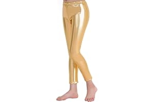 Carnavalife Leggins Niña Brillantes para Niña 4-12 Años, Cintura Elástica y Largo hasta el Tobillo, Mallas para Danza Disco Jazz Baile y Fiesta