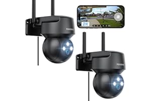 TOAIOHO 2 Stück 2K Überwachungskamera Aussen, Kamera Überwachung Aussen, Nachtsicht in Farbe, IP66 Wasserdicht, Zwei-Wege-Konversation, Motion Detection, Multi-User-Sharing, Alarmmeldung, Schwarz