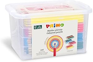PRIMO - Matite Colorate Bambini +3 Anni con Mina Ø2.9 mm, 216 Pezzi in 12 Colori a Matita Sfumabili dal Colore Pieno, Colori per Bambini Colorare, Lavoretti Creativi e Hobby, Set Matite per Cartoleria