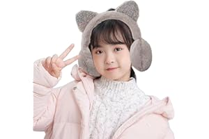 AIDIER Kids Lovely Cat Winter Earmuffs Soft Plush Ear Warmers with Glittering Cat Ears Cute Warm Ear Flaps Cartoon Furry Ear Covers Fluffy Faux Fur Ear Muffs for Boy Girls 5+ Years Outdoor Xmas Birthday Gift