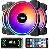 GIM KB-24 RGB Case Fans, 3 Pack 120mm Quiet Computer Cooling PC Fans, Music Rhythm 5V ARGB Addressable Motherboard SYNC/RC Co
