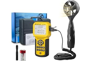 HOLDPEAK Anémomètre Numérique 846A, CFM Anémomètre Anémomètre VMC Mesure la Vitesse du Vent + Température avec Rétro-éclairage, HVAC Anémomètre pour Cerf-Volant, Voile, Surf, Pêche