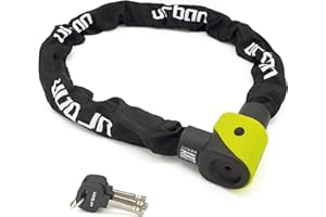 urban 10K120 Candado Moto Alta Seguridad, Cadena Antirrobo Homologada Art*** Recomendada Seguro Bicicleta, Testado Acero Endurecido ø10mm, Más Flexible Funda Nylon Protectora, Garaje Anclaje, 120cm