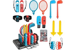 RISINGOR 16 in 1 Accessori per Switch Sports 2024, Switch Sport Kit i Accessori Sportivi per Nintendo Swich / Switch OLED con Organizer, Famiglia Party Pack Set di Accessori di Gioco Nintendo Switch Sport