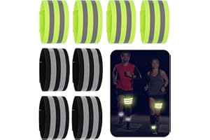 Jostift Reflektorband, 8 Stück Hosenklammer Fahrrad, Elastisch Reflektierende Bänder, Reflektorbänder mit Klettverschluss, Reflektierende Sicherheits Armband für Outdoor Radfahren Laufen Joggen