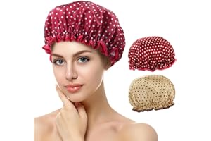 AVAGIAFORU Shower Cap, Pack of 2 Waterproof Shower Caps, Shower Cap for Women, Hair Cap for the Night, with Elastic Band, Reusable Shower Caps for Girls Women (G)