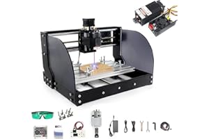 RATTMMOTOR CNC 3018 Pro Max fresa + macchina per incisioni con modulo di potenza 5.5 W 5500 mW, 3 assi GRBL, controllo ER11 10000 rpm per PVC PCB per intagliare legno fai da te Engraver