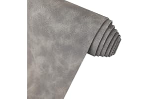 XHT Tissu en daim synthétique doux pour fabrication de pochettes, portefeuilles, porte-clés Gris foncé 30 x 135 cm