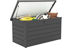 Outsunny Panca Baule Contenitore da Giardino con Chiave, Cassapanca Moderna in Acciaio, Grigio, 120x62x62cm