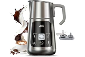 Dreo Espumador de Leche Todo en Uno, Creador de Espuma Automático para Microespuma de Nivel de Arte en Latte y Café Caliente/Frío, Calentador de Leche Eléctrico de 27oz/800ml con más de 30 Bebidas