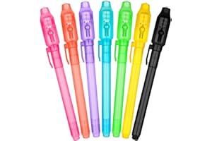 OFFCUP Boligrafo Tinta Invisible, 7pcs Lápiz Espía con Luz UV, Boli Magico, Adecuado Escribir Mensajes Secretos y Nniños Fiestas, Regalos de Cumpleaños para Niños y Niñas (7 Colores)