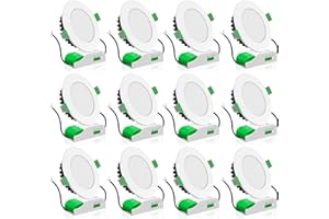 ‎ALUSSO ALUSSO LED Einbaustrahler 230V Ultra Flach LED Spots Dimmbar 10W IP44 Bad Einbauleuchten Deckenspots, Warmweiß 3000K Neutralweiß 4000K Kaltweiß 5700K Einbauspots für Badezimmer Küche, 12er Set