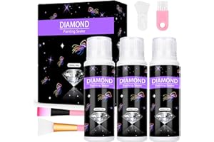 BBWELL Sellador de Pintura de Diamantes 120ml x 3,Kit de Pegamento para Diamond Painting con Aplicador de Esponja,Brillo Intenso,Secado Rápido,Diamond Painting Accesorios para Fijar y Sellar Diamantes