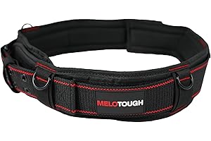 MELOTOUGH Ceinture à outils rembourrée avec anneau en D pour homme, construction solide et durable, double boucle à rouleau en métal, taille réglable, rembourrage en mousse confortable de 112 à 150 cm