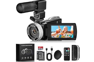 Produktbild: ZIMOCE Videokamera 4K 48MP Camcorder mit IR-Nachtsicht, 18X Digital Zoom 3.0'' 270° Rotation Touch-Screen Vlogging Kamera für