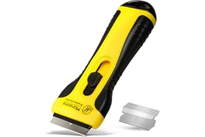 Mansons Glasschaber mit 5 Klingen - Profi Herdschaber mit Soft-Touch-Griff für Küche, Fenster und Haushalt - Robuster Kochfeldschaber - Glaskeramikschaber - Ersatzklingen im Griff integriert