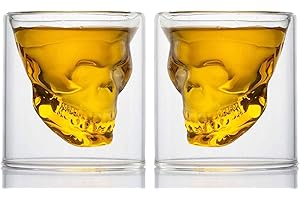 HwaGui Lot de 2 verres à shot en cristal en forme de crâne pour whisky, bière, vin, vaisselle de fête, 250 ml