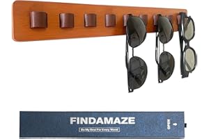 FINDAMAZE Sunglasses Organizer Wood Sunglasses Storage Wall Mounted Glasses Holder/Sunglasses Stand Eyewear Display for Men or Women (Wood Color-1pcs-long)