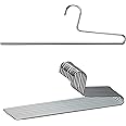Mawa by Reston Lloyd Trouser Series Non-Slip Space-Saving Clothes Hanger with Single Rod for Pants, Style KH/1, Set of 10, Silver