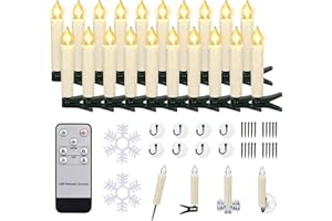 ZIYOUDOLI 20 candele a led per albero di Natale Telecomando senza fili con Timer Sfarfallio Dimmerabile, Candele dell'Albero di Natale alimentate a batteria per la Decorazione di Natale