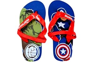 Marvel Avengers Flip-Flops für Jungen, Blaues Captain America und Hulk Sommersandalen, Größen EU 22 bis 29