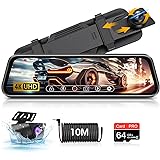 【Nuovo】4K Dash Cam Specchietto 10" IPS Touch Screen Specchietto Retrovisore Auto con Scheda 64G SD Regolabile Linea di Retrom