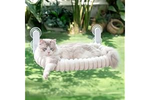GUUSII HOME Hamaca Gato Ventana Plegable Soporte Cama con Ventosa Gatos Grande Colgante Soporte Camita para Gatitos Interior Lavable en La Lavadora Cat Window Perch Bed 54 * 30cm (Blanco, M)