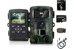 HAZACAM Wildkamera, 48M Wildkameras mit 32GB Speicherkarte Wildtierkamera mit Bewegungsmelder Nachtsicht Draussen Nachtsichtkamera aufzeichnung Tiere tierbeobachtungskamera Nachtsichtgeräte