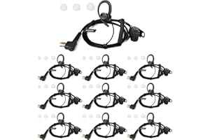 HYSHIKRA Oreillette de sécurité en Forme de G avec PTT, Casque Radio léger Compatible avec Motorola GP300 DP1400 CP040 CLS1410 Talkie Walkie (Noir, 10 Pack)