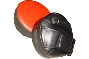 ‎BAY BAY® LEDER-PU "RUNDE" Tellerpratzen mit Griff, schwarz/rot, Handpratzen, Pratzen 2 Stück, Pratzen, gerade, 2 Stück, Schlagpolster Lady Frauen Damen Mädchen Kinder Schlagkissen Trainerpratzen Schlagpratzen Schlagmitts Mitt Mitts Coachingpratzen Kickboxen Karate Taekwondo Muay Thai Thaiboxen Tae Kwon Do Handschlagpolster 2er Set