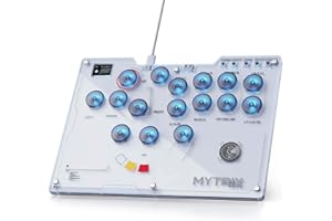 Mytrix Arcade Stick 16 tasti controller senza leva per PS4/PC/PS3/Switch/Steam, con funzioni turbo, luce RGB personalizzata, supporta Hot Swap, SOCD, piastra rimovibile - Design interstellare