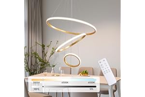KAUCQI Lampadario Soggiorno 56W Moderna Lampada a Sospensione, Lampadario Cucina Led Lampadario Salotto Soffitto Dimmerabili 3000K-6000K 3 luci Φ60+40+20cm Villa Sala da Pranzo
